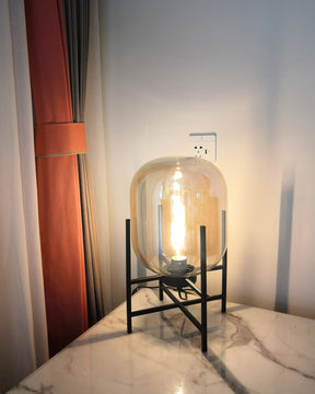 WOMO Smoked Glass Lantern Table Lamp-WM8012