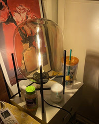 WOMO Smoked Glass Lantern Table Lamp-WM8012