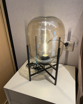 WOMO Smoked Glass Lantern Table Lamp-WM8012