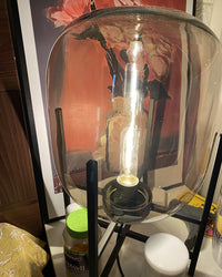 WOMO Smoked Glass Lantern Table Lamp-WM8012