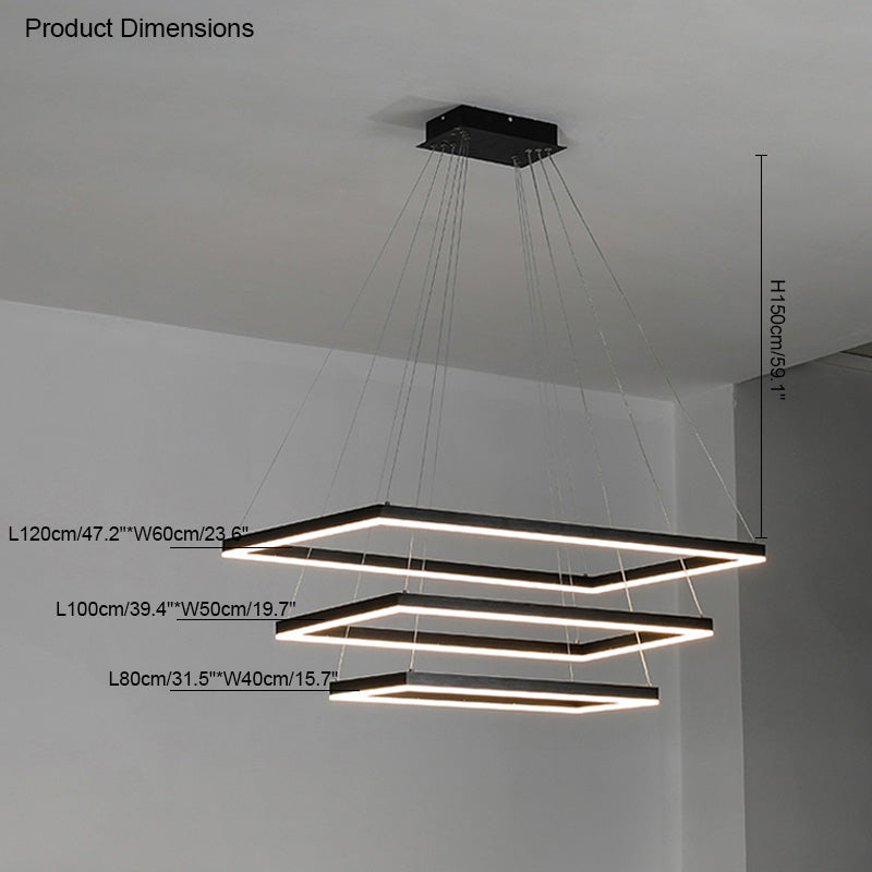 WOMO Tiered Rectangular LED Chandelier-WM2120