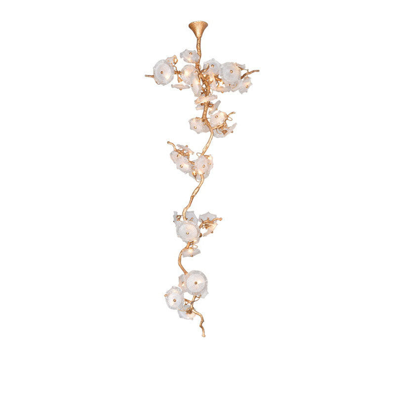WOMO Lotus‑Leaf Textured Glass Spiral Chandelier-WM3238