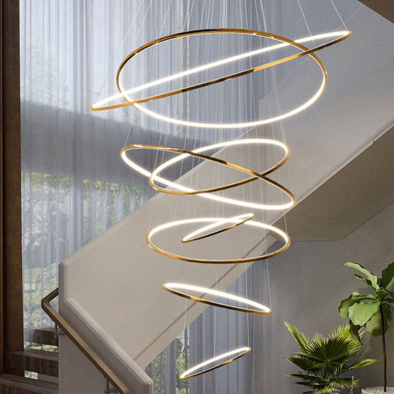 WOMO Large Tiered Ring LED Foyer Chandelier-WM2160