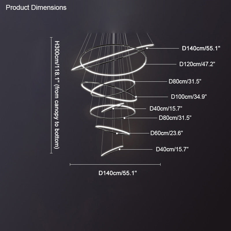 WOMO Large Tiered Ring LED Foyer Chandelier-WM2160