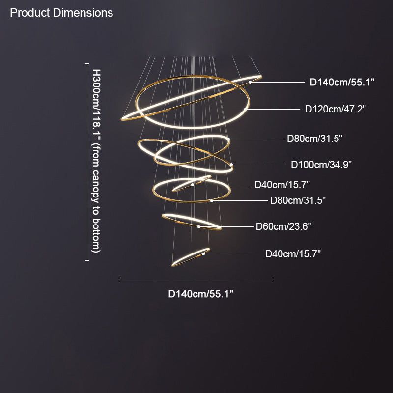 WOMO Large Tiered Ring LED Foyer Chandelier-WM2160