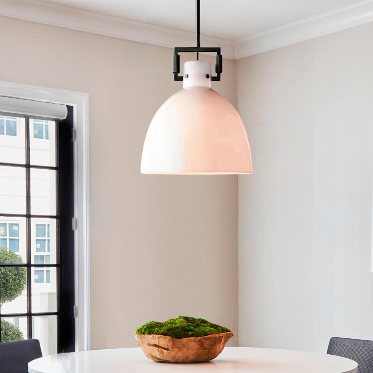 WOMO Milk Glass Dome Pendant Light - Machinist