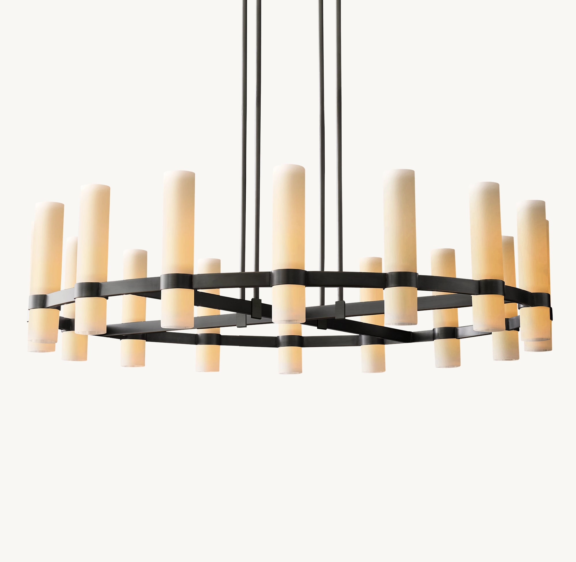 WOMO Cylindrical Milk Glass Round Chandelier - Ravelle