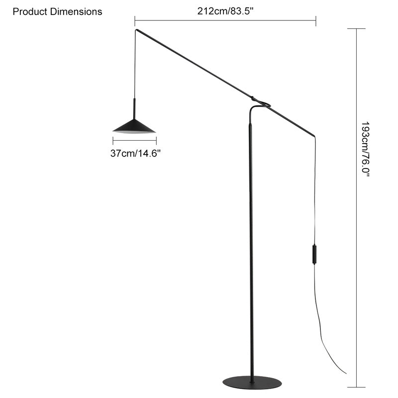 WOMO Cantilever Reading Floor Lamp over the Couch-WM7025