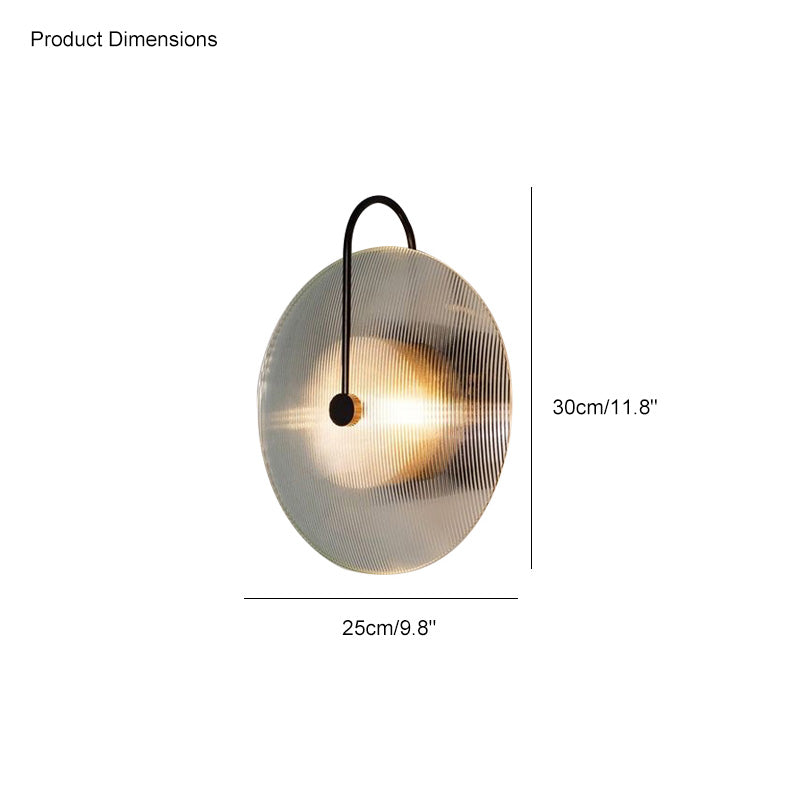 WOMO Ribbed Glass Disc Wall Sconce-WM6028