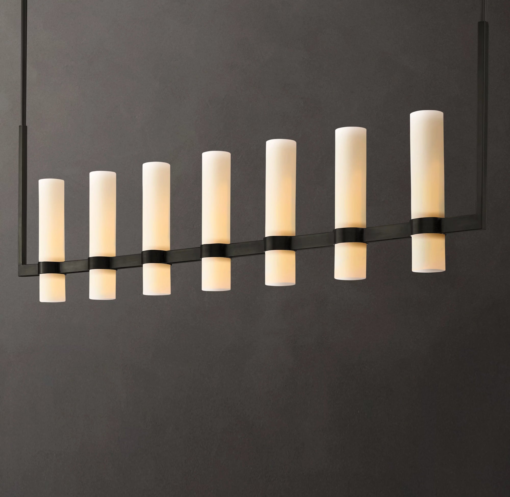 WOMO Cylindrical Milk Glass Linear Chandelier - Ravelle