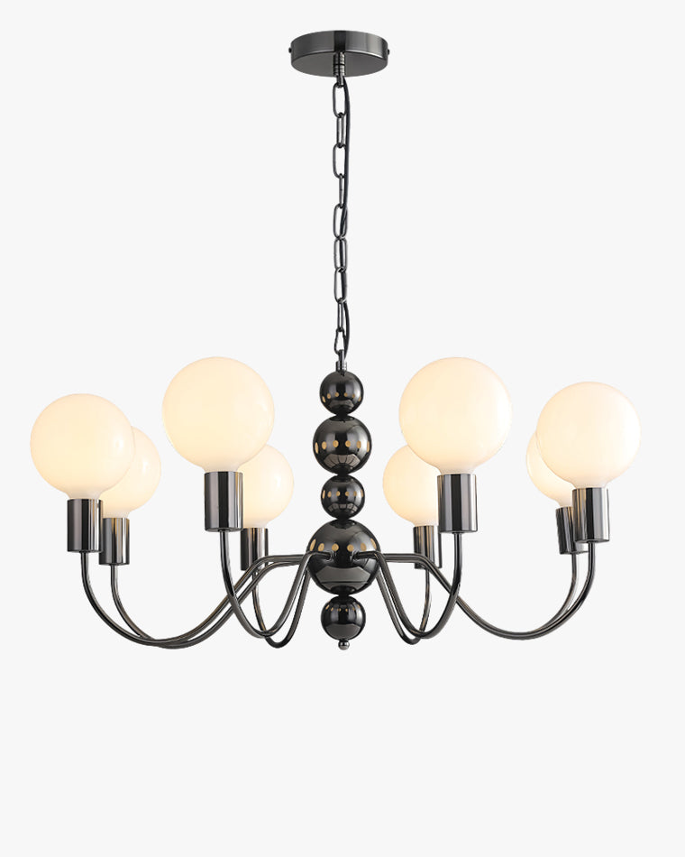 WOMO Milk Glass Globe Black Arm Chandelier-WM2173