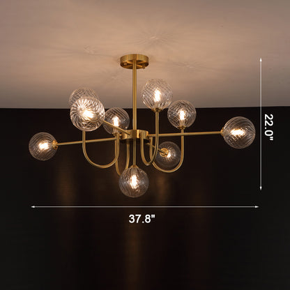 WOMO Glass Globe Brass Arm Chandelier-WM2255