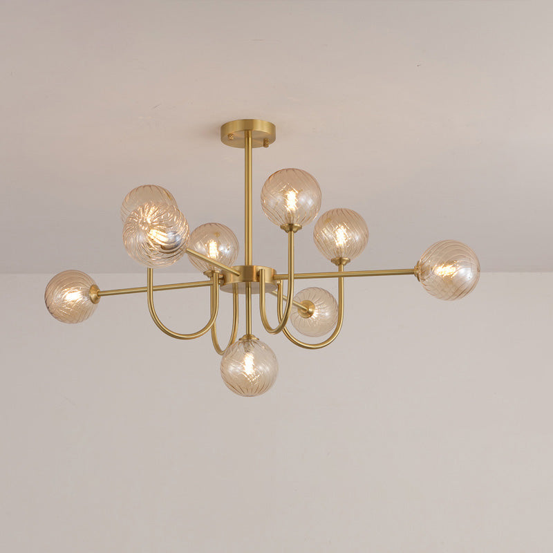 WOMO Glass Globe Brass Arm Chandelier-WM2255