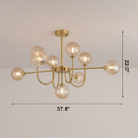 WOMO Glass Globe Brass Arm Chandelier-WM2255