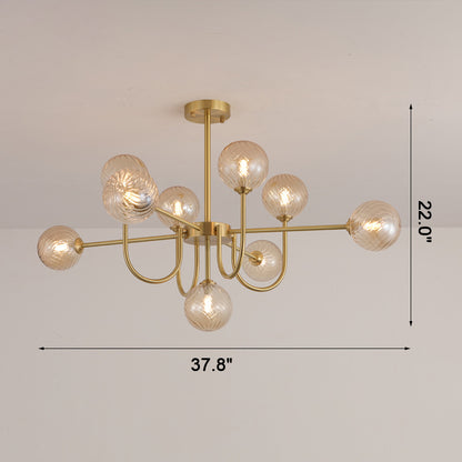 WOMO Glass Globe Brass Arm Chandelier-WM2255