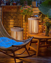 WOMO Outdoor Solar Portable Wicker Lantern-WM9020
