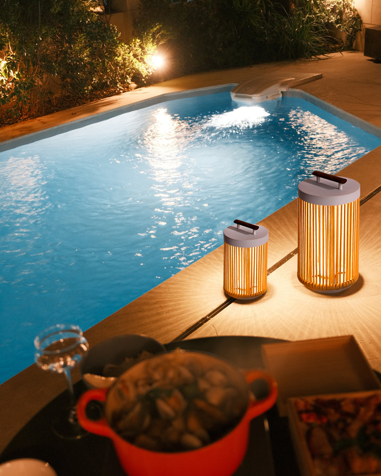 WOMO Outdoor Solar Portable Wicker Lantern-WM9020