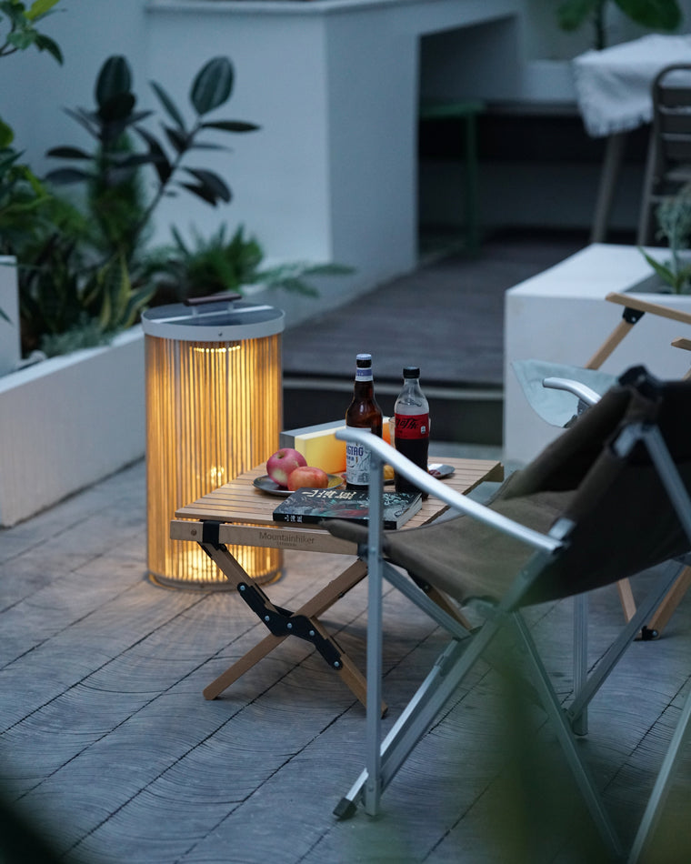 WOMO Outdoor Solar Portable Wicker Lantern-WM9020