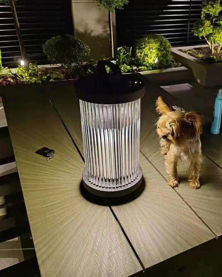 WOMO Solar Pleated Glass Lantern Outdoor Light-WM9043