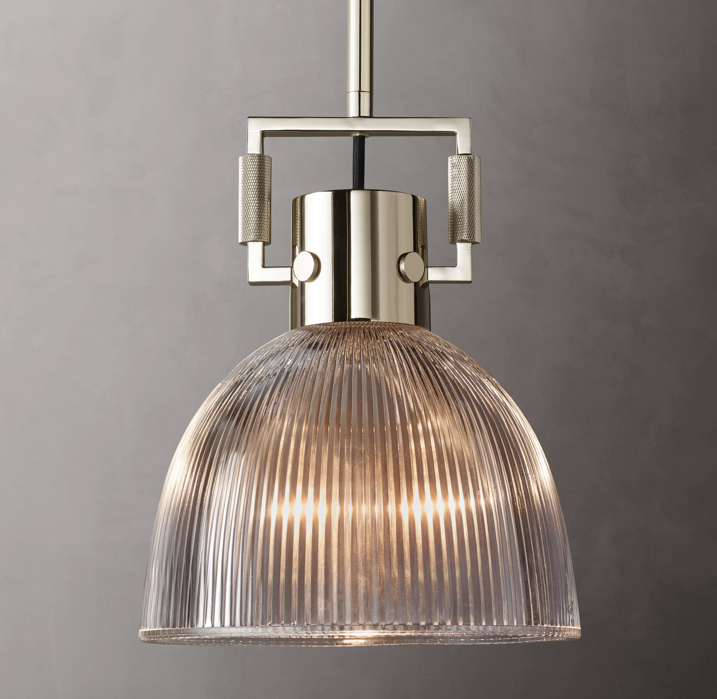 WOMO 10 Inch Ribbed Glass Dome Pendant Light - Machinist