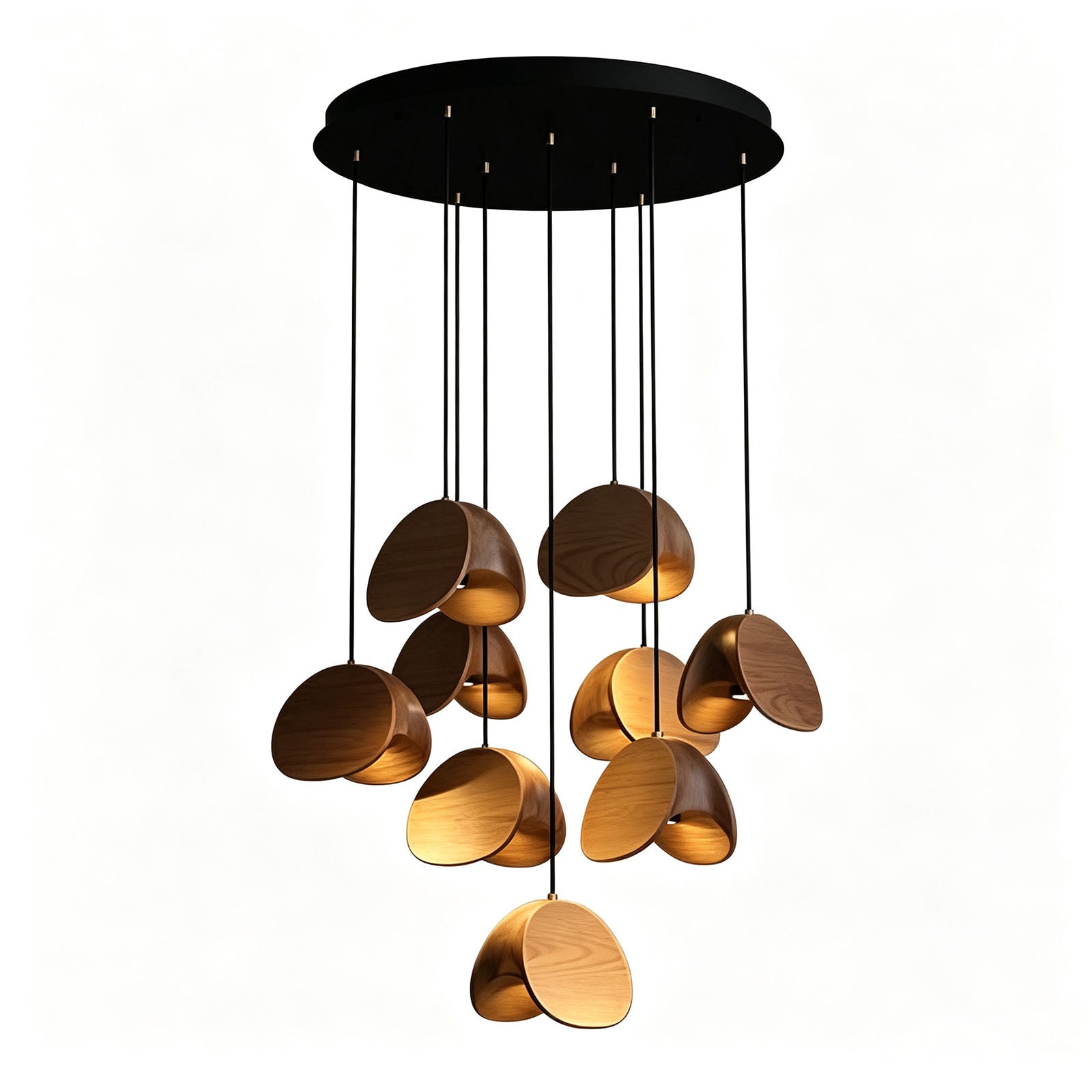 WOMO Mid‑Century Solid Wood Petal Chandelier-WM3261
