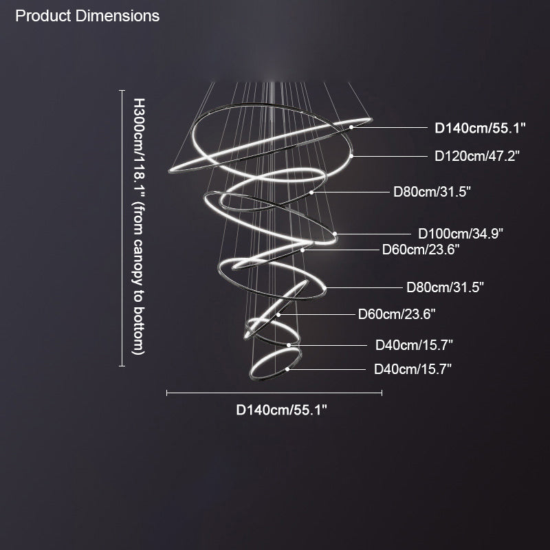 WOMO Large Tiered Ring LED Foyer Chandelier-WM2160