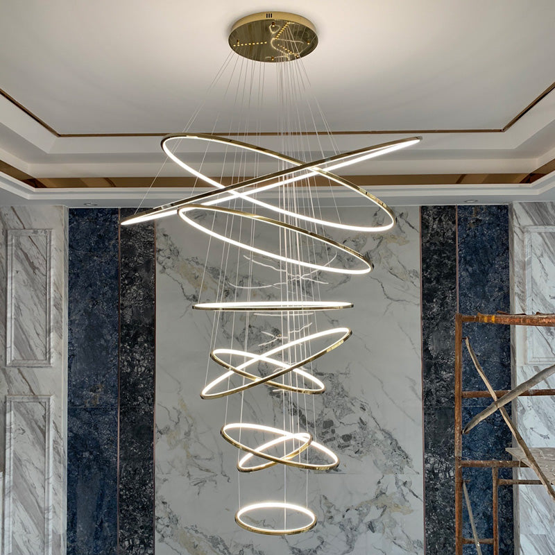 WOMO Large Tiered Ring LED Foyer Chandelier-WM2160