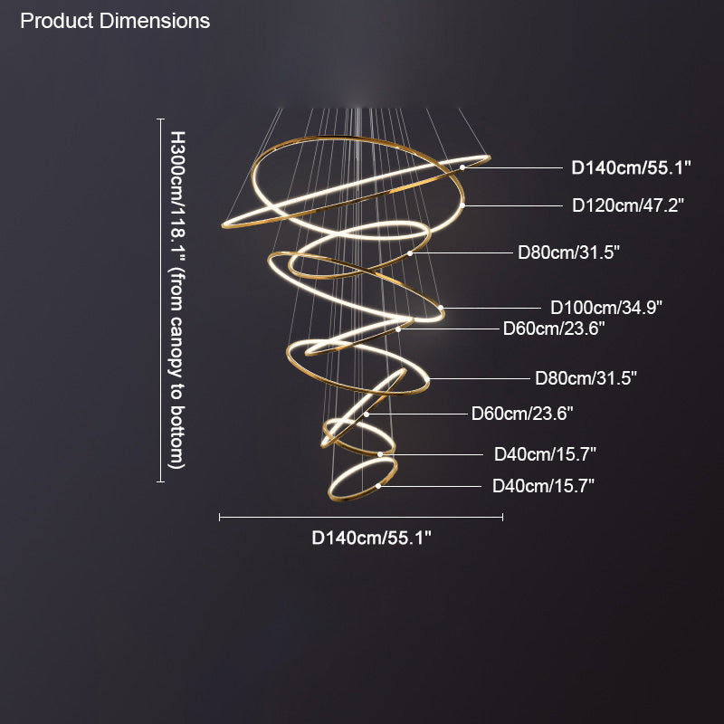 WOMO Large Tiered Ring LED Foyer Chandelier-WM2160