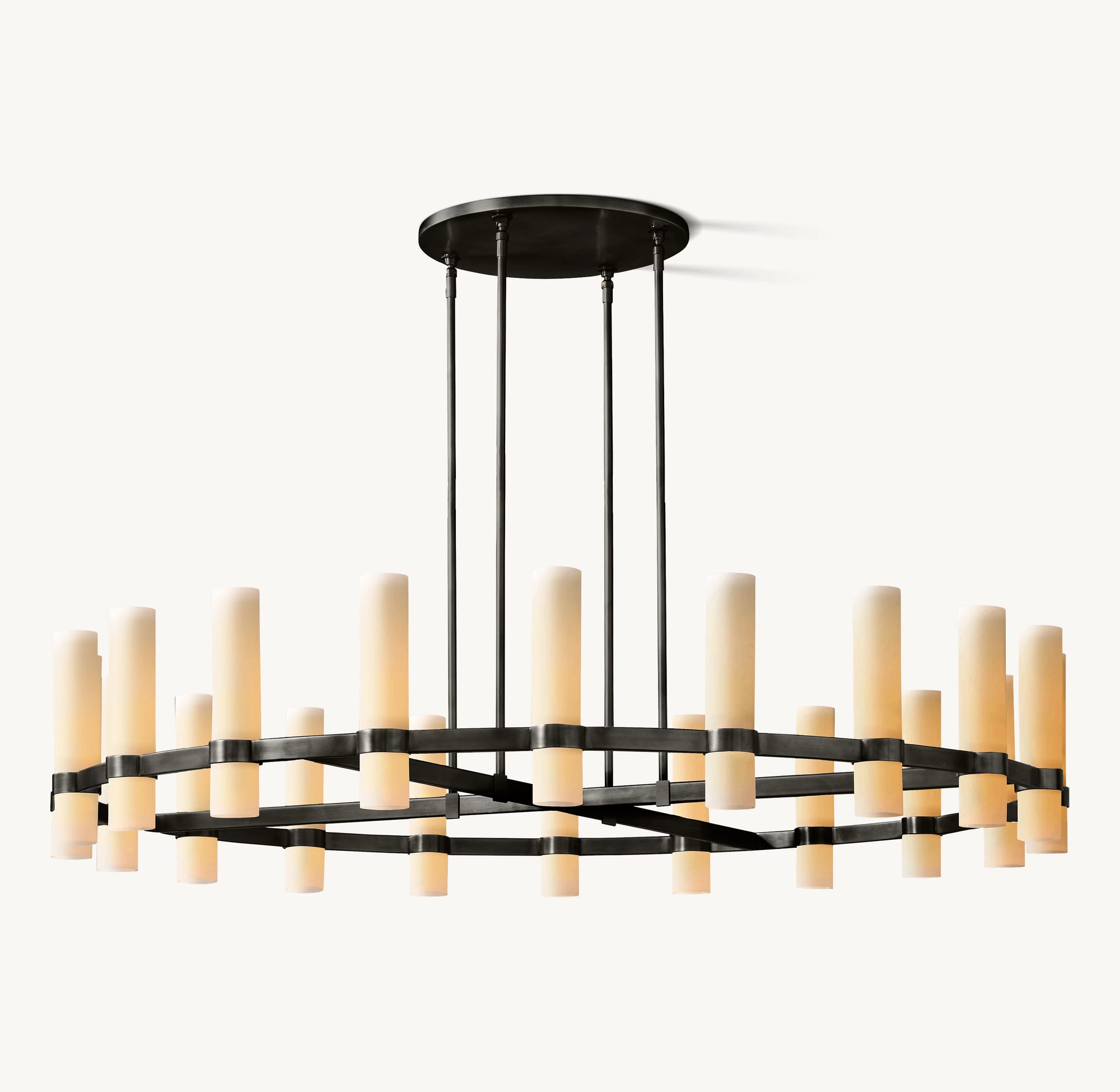 WOMO Cylindrical Milk Glass Round Chandelier - Ravelle