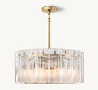 WOMO Clear Hammered Glass Round Chandelier - Lattice