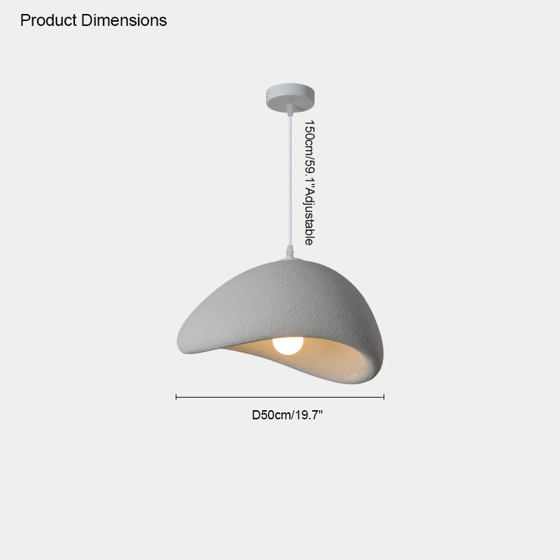 grey swept-edge resin pendant, Ø19.7 in