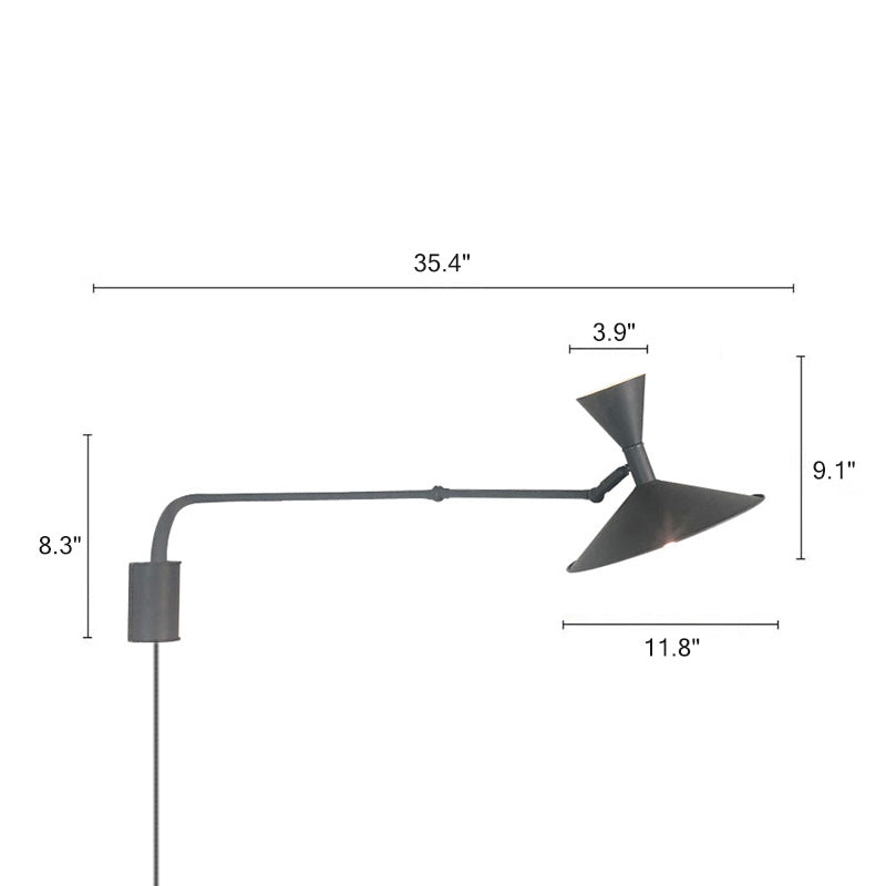 WOMO Horn Swing Arm Wall Sconce with Switch-WM6014