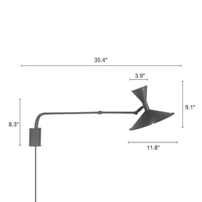 WOMO Horn Swing Arm Wall Sconce with Switch-WM6014