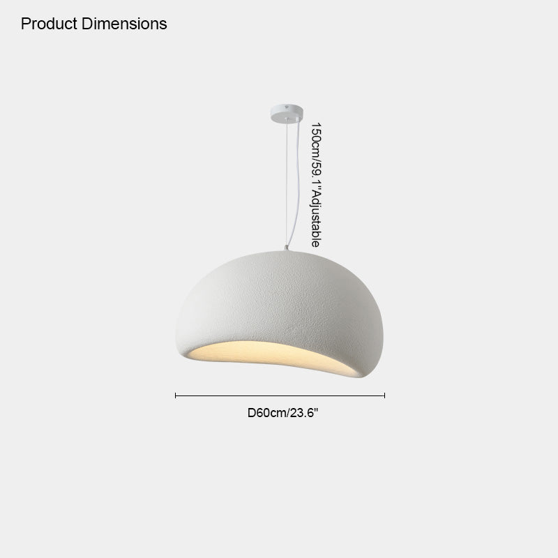 white broad-dome resin pendant, Ø23.6 in