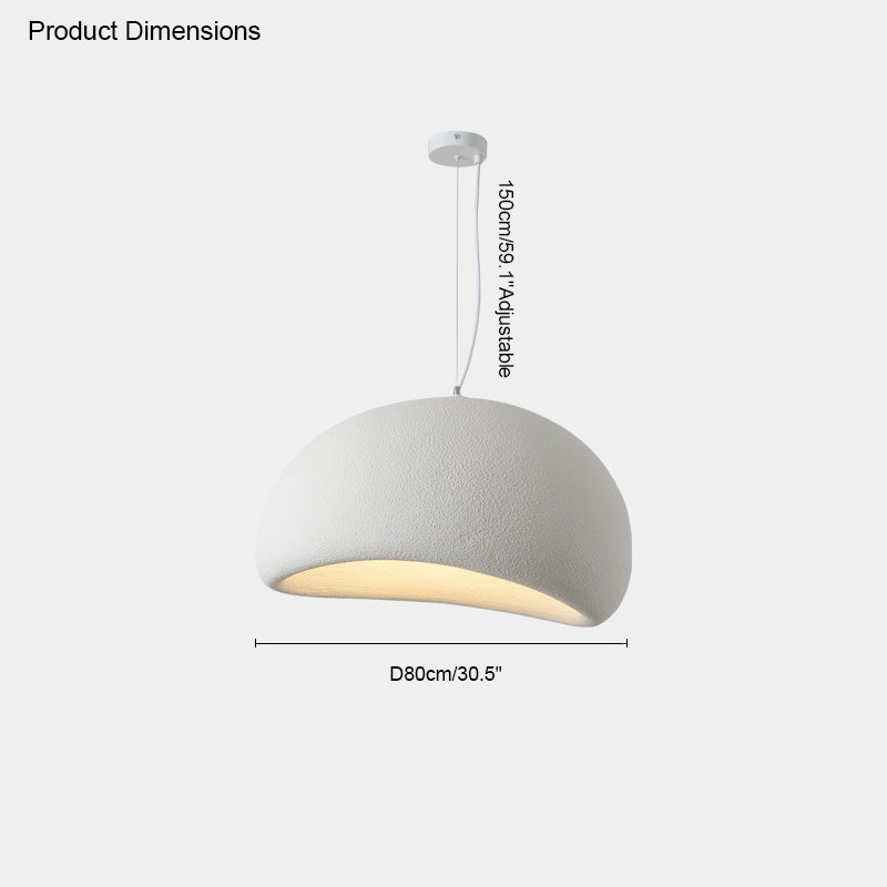white broad-dome resin pendant, Ø30.5 in