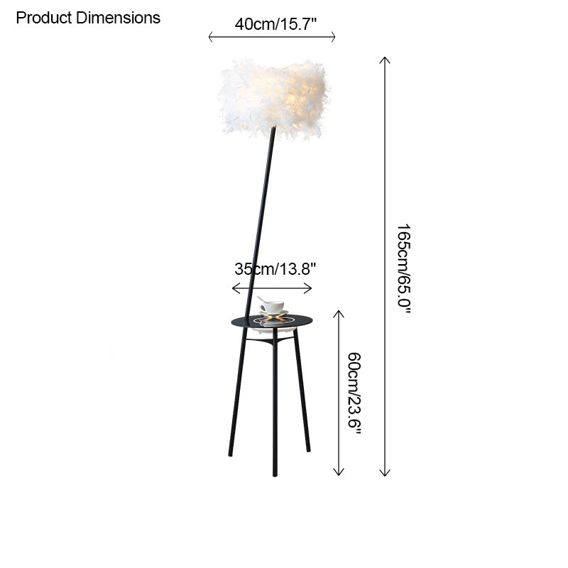 WOMO Dimmable Feather Tripod Floor Lamp with Tray-WM7058