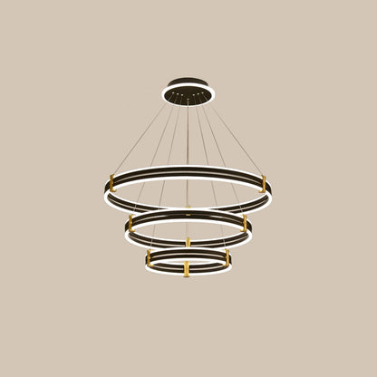 WOMO Tiered Black Rings Chandelier-WM2172