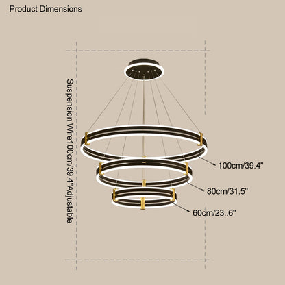 WOMO Tiered Black Rings Chandelier-WM2172