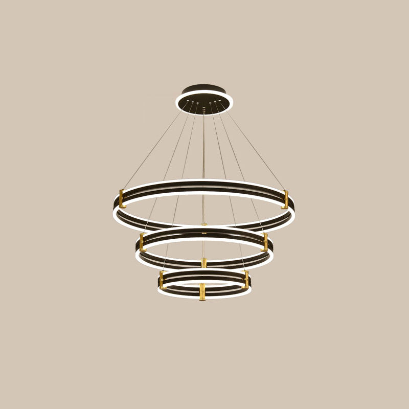 WOMO Tiered Black Rings Chandelier-WM2172