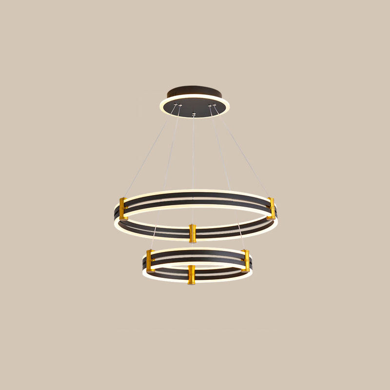 WOMO Tiered Black Rings Chandelier-WM2172