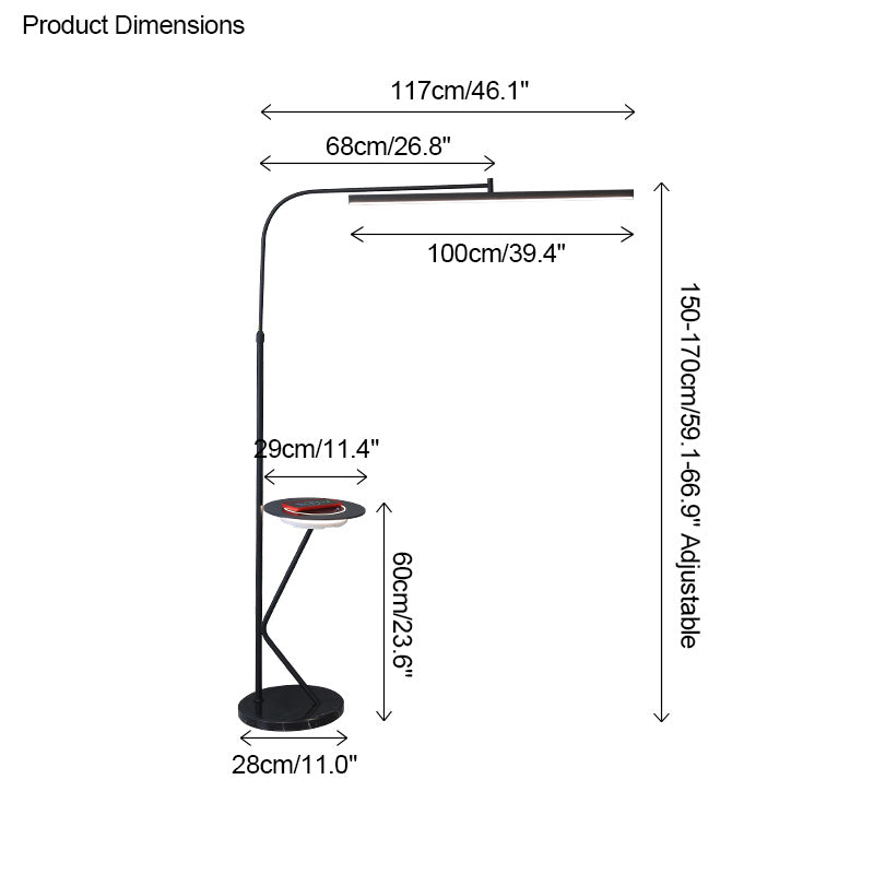 WOMO Linear Reading Floor Lamp with Charging Tray-WM7061