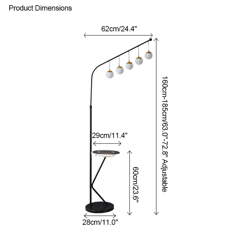 WOMO Dimmable Globe Tall Floor Lamp with Tray-WM7060