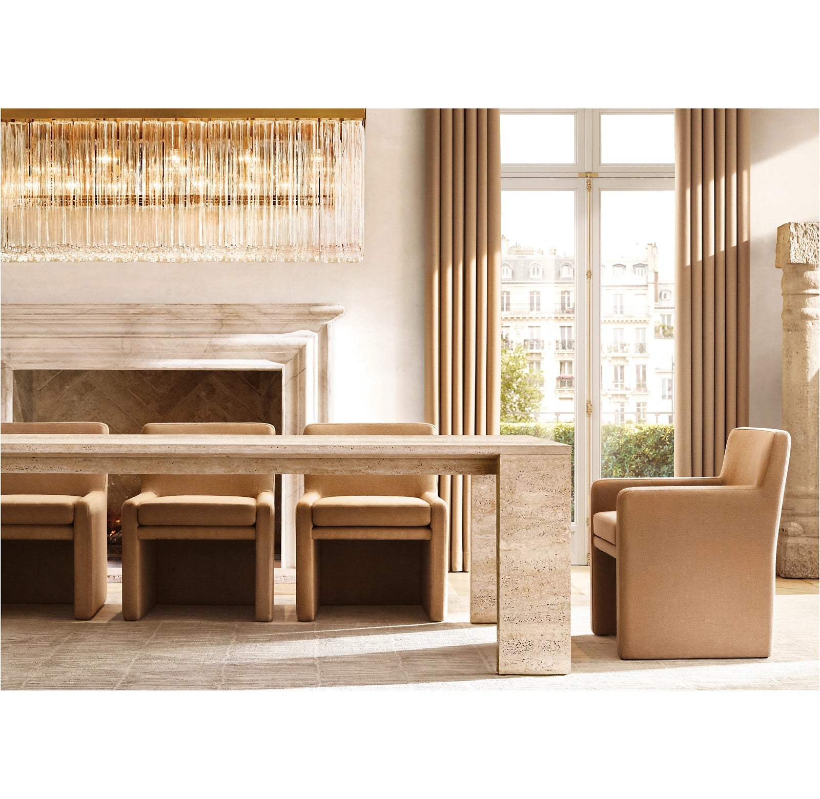 WOMO Tronchi Glass Rectangular Chandelier - Cielo