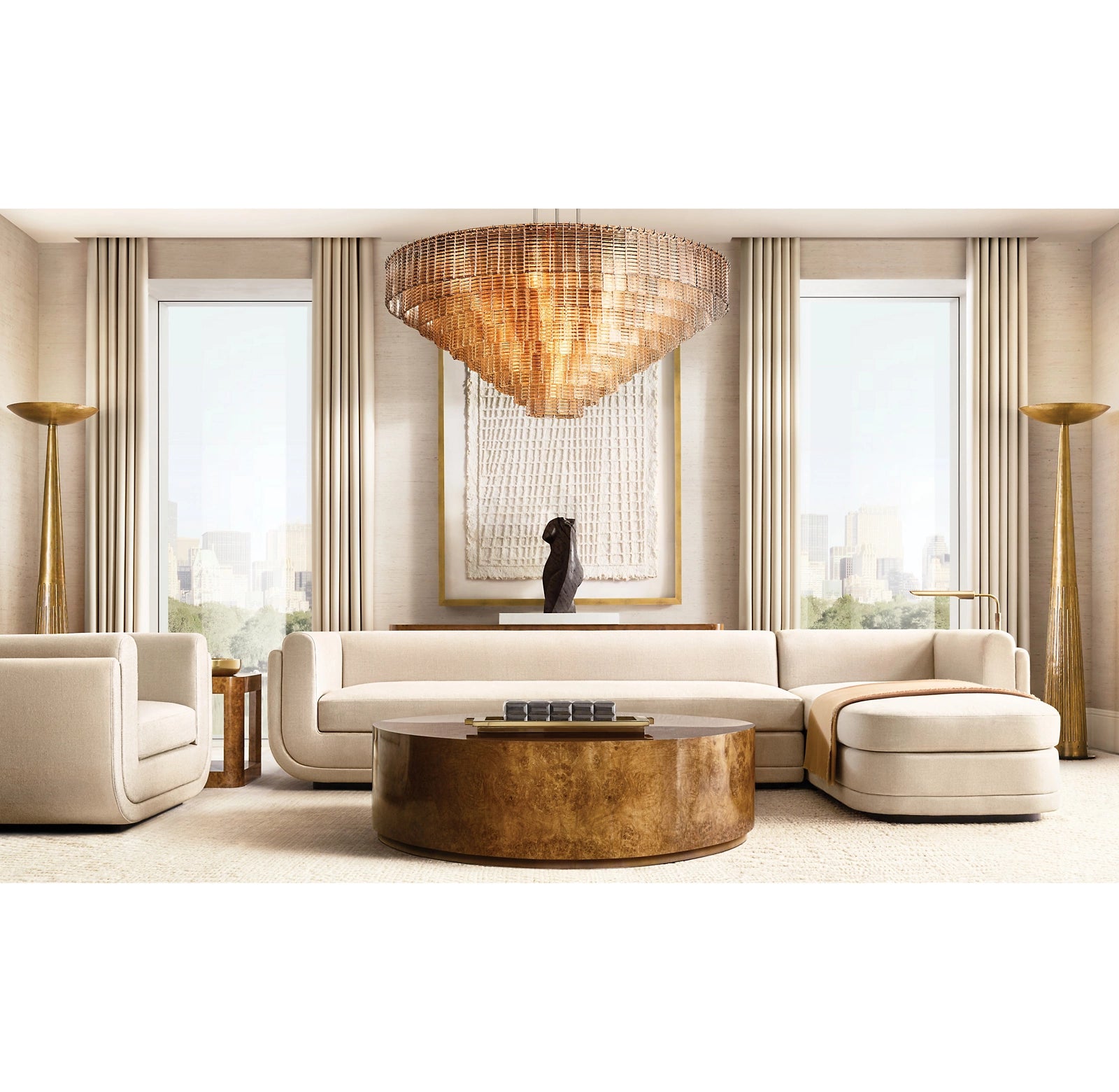 WOMO Ribbed Clear Glass Tiered Chandelier - Sirene