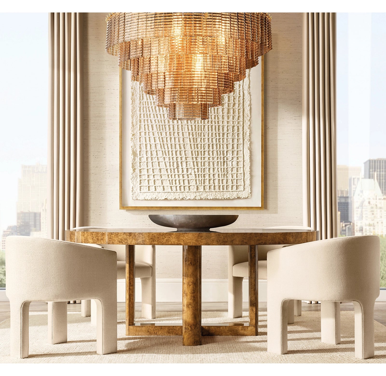 WOMO Ribbed Clear Glass Tiered Chandelier - Sirene