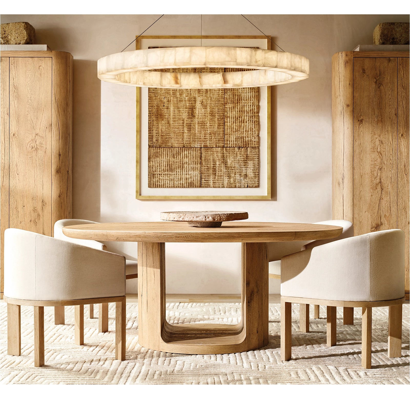 WOMO Lueur Round Alabaster Chandelier - Rivage