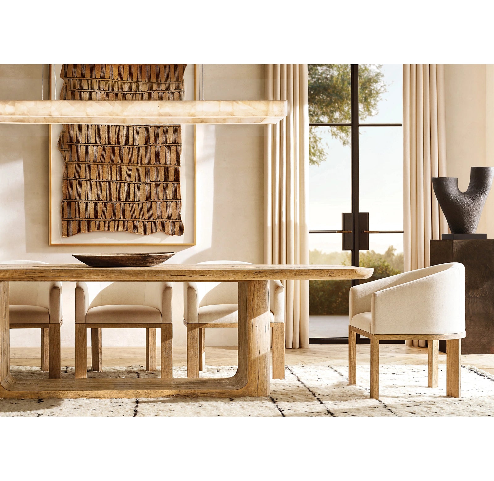 WOMO Lueur Rectangular Alabaster Chandelier - Rivage