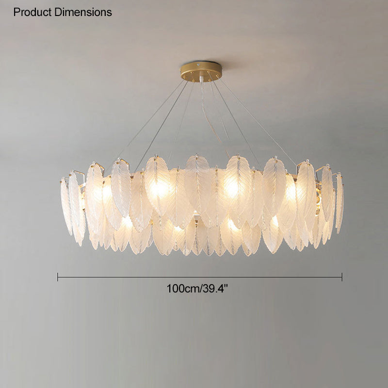 WOMO Frosted Glass Feather Chandelier-WM2196