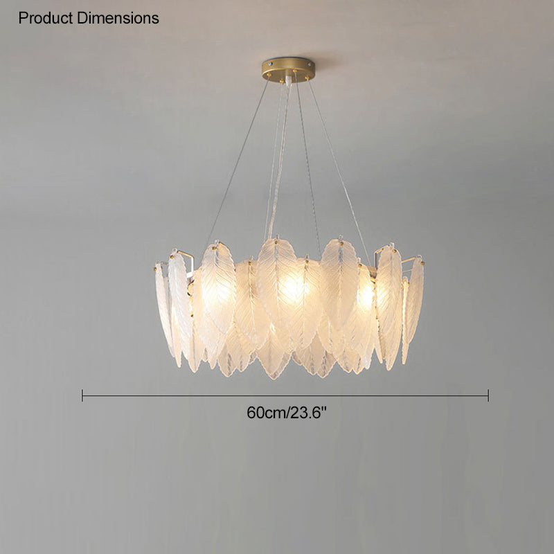 WOMO Frosted Glass Feather Chandelier-WM2196