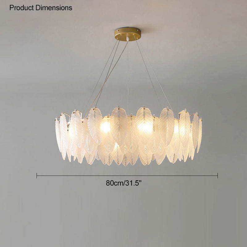 WOMO Frosted Glass Feather Chandelier-WM2196